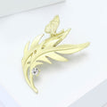 Matte Gold Alloy Leaf Butterfly Enamel Brooch Pin For Nature Style view 3