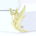 Matte Gold Alloy Leaf Butterfly Enamel Brooch Pin For Nature Style view 2