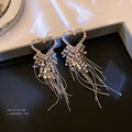 Alloy Rhinestone Heart Rice Bead Tassel Drop Earrings For Women, Long Luxury Statement Style view 4
