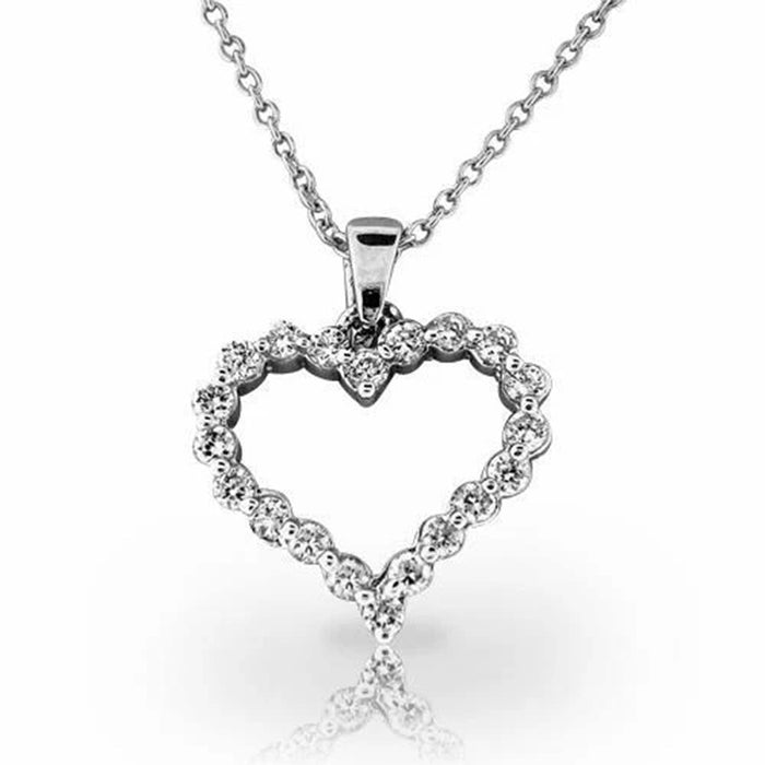 Hollow Heart Pendant Eternal Heart Necklace With Rhinestones, Women's Love Collarbone Chain