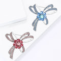 Alloy Rhinestone Bow Brooch Pin For Women's Apparel Decoration – Blue view 1