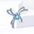 Alloy Rhinestone Bow Brooch Pin For Women's Apparel Decoration – Blue view 2