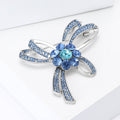 Alloy Rhinestone Bow Brooch Pin For Women's Apparel Decoration – Blue view 3