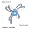 Alloy Rhinestone Bow Brooch Pin For Women's Apparel Decoration – Blue view 4