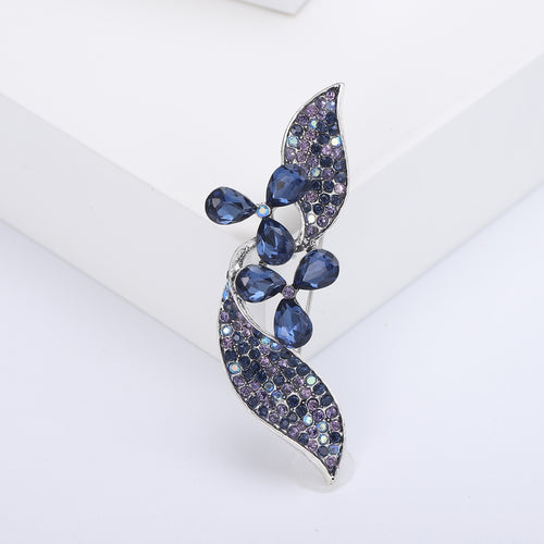 Alloy Rhinestone Leaf Brooch For Women's Elegant Clothing Accessories