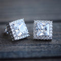 Classic Square Cubic Zirconia Stud Earrings For Women, Versatile Fashion Jewelry Accessories view 6