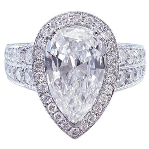 European Large Teardrop Zircon Women's Ring, Elegant Fashion Jewelry For Business Events
