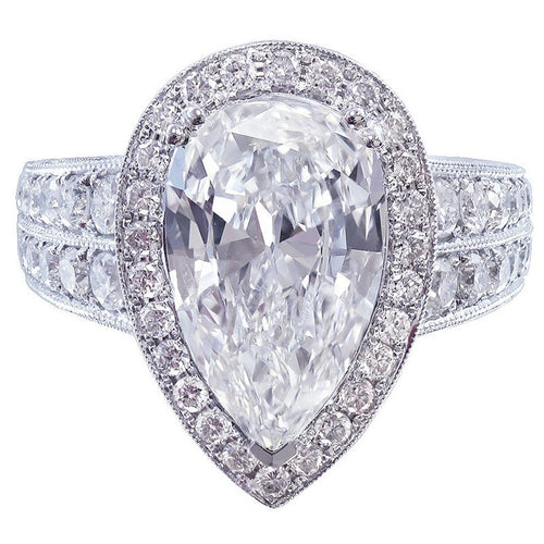 European Large Teardrop Zircon Women's Ring, Elegant Fashion Jewelry For Business Events