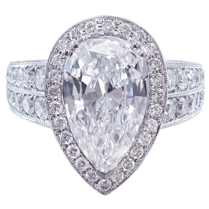 European Large Teardrop Zircon Women's Ring, Elegant Fashion Jewelry For Business Events
