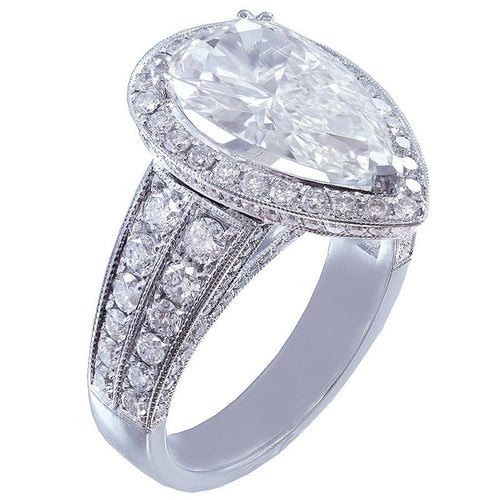 European Large Teardrop Zircon Women's Ring, Elegant Fashion Jewelry For Business Events