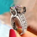 European Hollow Full Zircon Bridal Wedding Ring For Women, Engagement Dinner Party Hand Jewelry view 2