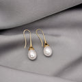 Elegant Vintage Gold Alloy Teardrop Hook White Pearl Drop Dangle For Women Fashion Earrings view 1