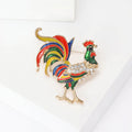 Painted Alloy Rooster Brooch For V Neck Collar And Suit view 5