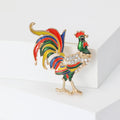 Painted Alloy Rooster Brooch For V Neck Collar And Suit view 4