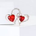 Metal Alloy Rhinestone Double Heart Brooch For Women's Fashion Apparel view 1