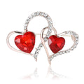 Metal Alloy Rhinestone Double Heart Brooch For Women's Fashion Apparel view 5