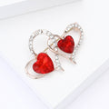 Metal Alloy Rhinestone Double Heart Brooch For Women's Fashion Apparel view 3