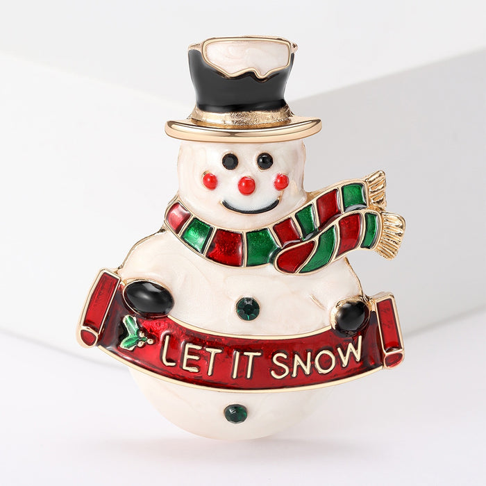 Alloy Enamel Snowman Brooch Pin For Christmas Sweaters And Coats