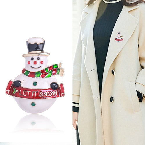 Alloy Enamel Snowman Brooch Pin For Christmas Sweaters And Coats