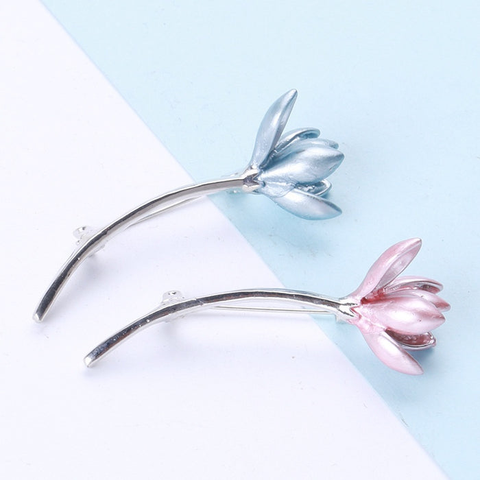 Alloy Orchid Brooch Pin For Elegant Collar And Cardigan Fastening
