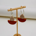Elegant Bohemian Wood Geometric Semicircle Pendant Gold Alloy C Hoop Drop Hook Earrings view 2
