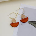 Elegant Bohemian Wood Geometric Semicircle Pendant Gold Alloy C Hoop Drop Hook Earrings view 1