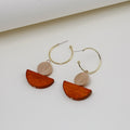 Elegant Bohemian Wood Geometric Semicircle Pendant Gold Alloy C Hoop Drop Hook Earrings view 4