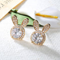 Cute Kawaii Rabbit Zircon Stud Earrings For Women, Sweet Small Animal Ear Jewelry view 3