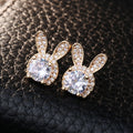 Cute Kawaii Rabbit Zircon Stud Earrings For Women, Sweet Small Animal Ear Jewelry view 1