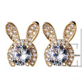Cute Kawaii Rabbit Zircon Stud Earrings For Women, Sweet Small Animal Ear Jewelry view 5