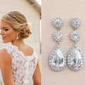 Sparkling Water Drop Zircon Bridal Earrings For Women Romantic Wedding Jewelry view 1