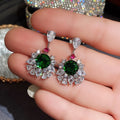 Luxury Palace Style Drop Earrings With Emerald Green Zircon Inlay For Women view 2