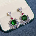 Luxury Palace Style Drop Earrings With Emerald Green Zircon Inlay For Women view 4