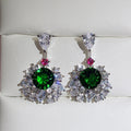 Luxury Palace Style Drop Earrings With Emerald Green Zircon Inlay For Women view 3