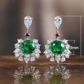 Luxury Palace Style Drop Earrings With Emerald Green Zircon Inlay For Women view 5
