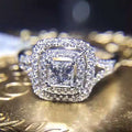 Copper Micro Pave Silver Color Zircon Ring For Women Creative Birthday Gift Jewelry view 2