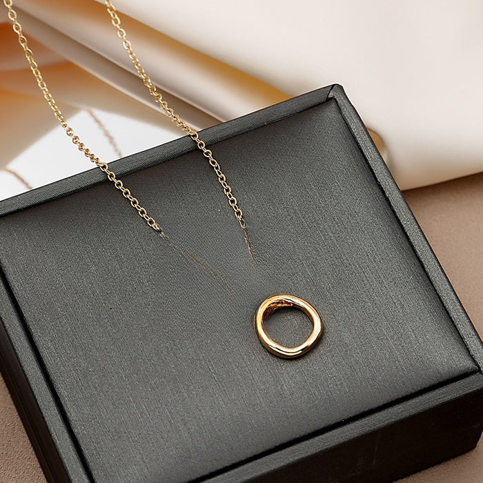 Exaggerated Minimalist Irregular Round Necklace For Women Trendy Circle Pendant Collarbone Chain