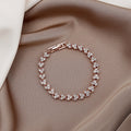 Korean Women Heart Shape Rhinestone Bracelet Real Gold Plated Couple Bracelet Jewelry Gift view 1