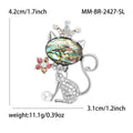 Alloy Rhinestone Shell Cat Brooch Pin For Women's Coat Accessories view 5