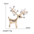Metal Alloy Deer Brooch Pin With Faux Pearl For Banquet Apparel view 5
