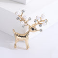 Metal Alloy Deer Brooch Pin With Faux Pearl For Banquet Apparel view 2