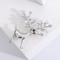 Metal Alloy Deer Brooch Pin With Faux Pearl For Banquet Apparel view 4