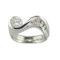 Simple Wave Platinum Tone Ring With Sparkling Cubic Zirconia Ocean Style Jewelry view 3