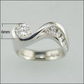 Simple Wave Platinum Tone Ring With Sparkling Cubic Zirconia Ocean Style Jewelry view 4