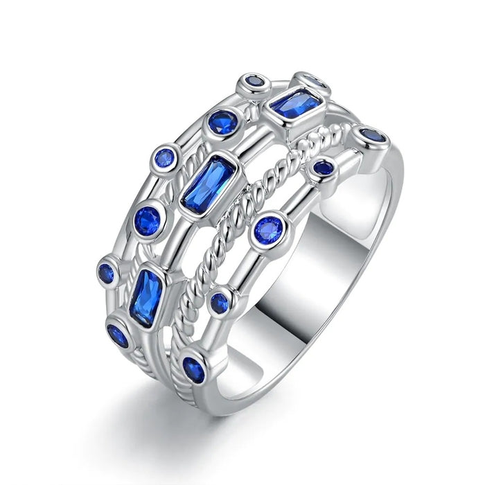 Fashion Multilayer Green Gemstone Zircon Inlaid Ring Korean Style Jewelry Ring For Women
