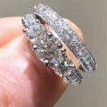 European Style Women's Round Cut Zircon Engagement Ring Set Fashion Wedding Proposal Jewelry view 3