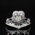 Luxury Heart Shaped Crown Ring With Simulated Diamonds, Proposal Engagement Finger Ring view 1