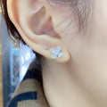 Korean Style Sweet Flower Rhinestone Stud Earrings For Women Trendy Student Ear Jewelry view 4