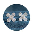 Korean Style Sweet Flower Rhinestone Stud Earrings For Women Trendy Student Ear Jewelry view 2