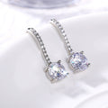 European Fashion Long Zircon Ear Hook Earrings, Micro Pave Dangle Earrings For Women view 3